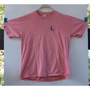 Vintage Nags Head North Carolina T-Shirt Single Stitch Embroidered Pink‎ Size XL